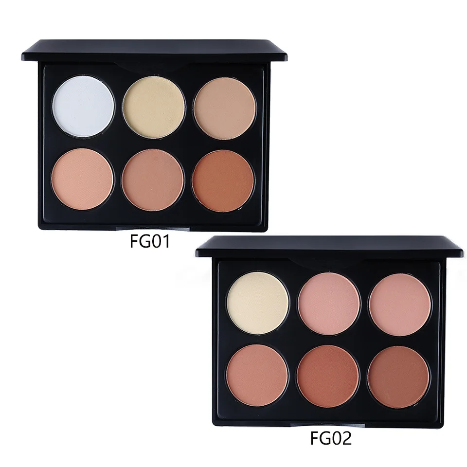 

Popfeel 6 Colors Pressed Powder Palette Set single Powder Pallete Matte Face Makeup Foundation Contour Kit Oil Free Makeup