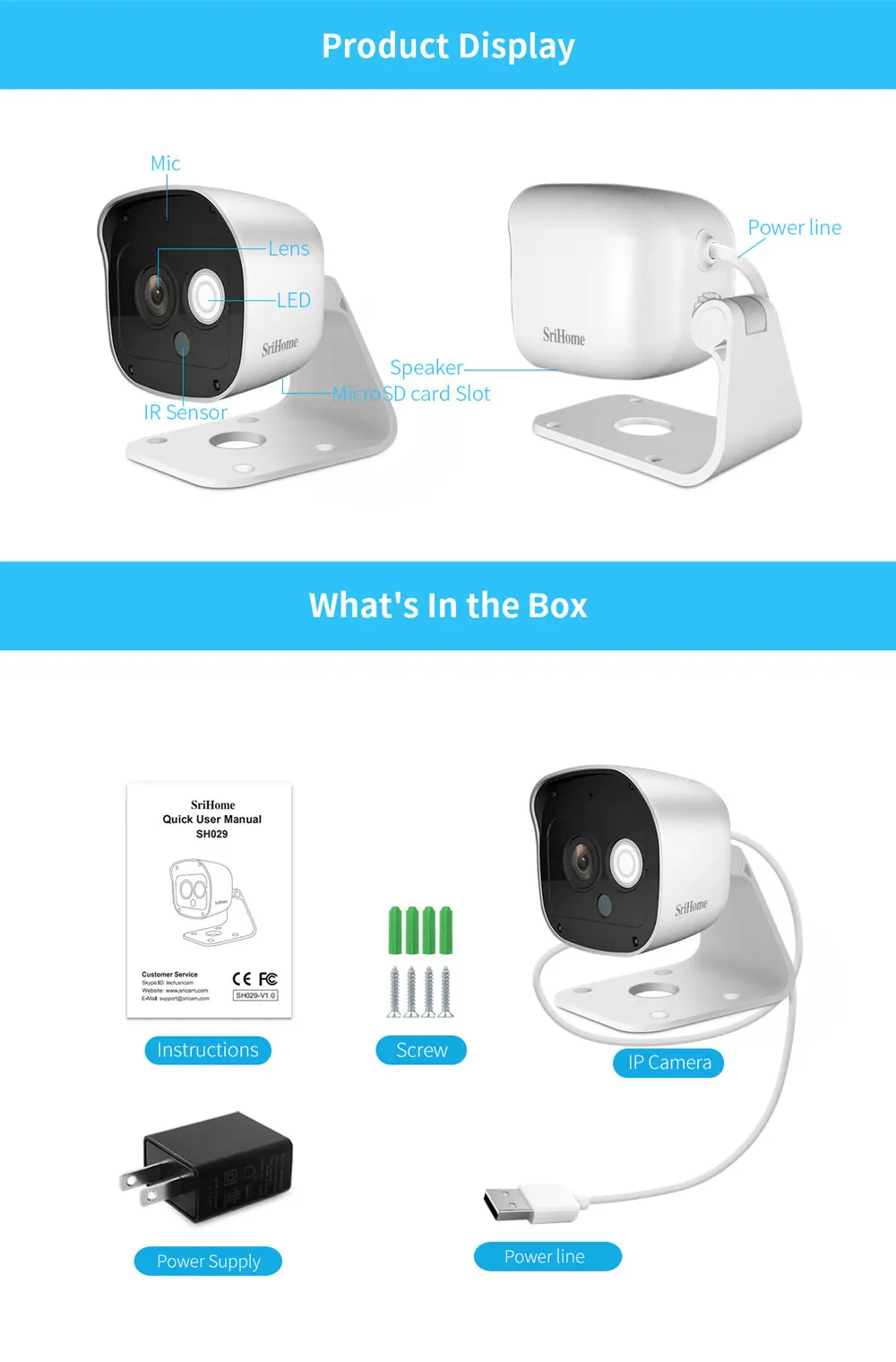 Sricam SH029 3.0MP мини ip-камера, водонепроницаемая wifi камера, умный дом, ночное видение, детский монитор, мобильный пульт дистанционного управления, человеческая отслеживающая сигнализация