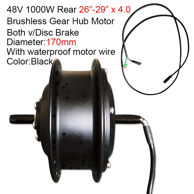1000W26-29inch 170mm JS 48V 1000W Бесщеточный Мотор Ступицы 4,0 Fatbike мотор Велосипеды; комплект для переоборудования для 20-29in водонепроницаемый провод задний E-bike Мотор колеса - Цвет: 1000W26-29inch 170mm