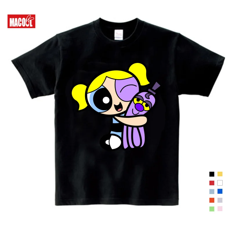 Футболки для девочек детская футболка для девочек с надписью «Powerpuff» Милая модная футболка с короткими рукавами розового и красного цветов, летняя повседневная одежда для маленьких девочек - Цвет: T-shirt5