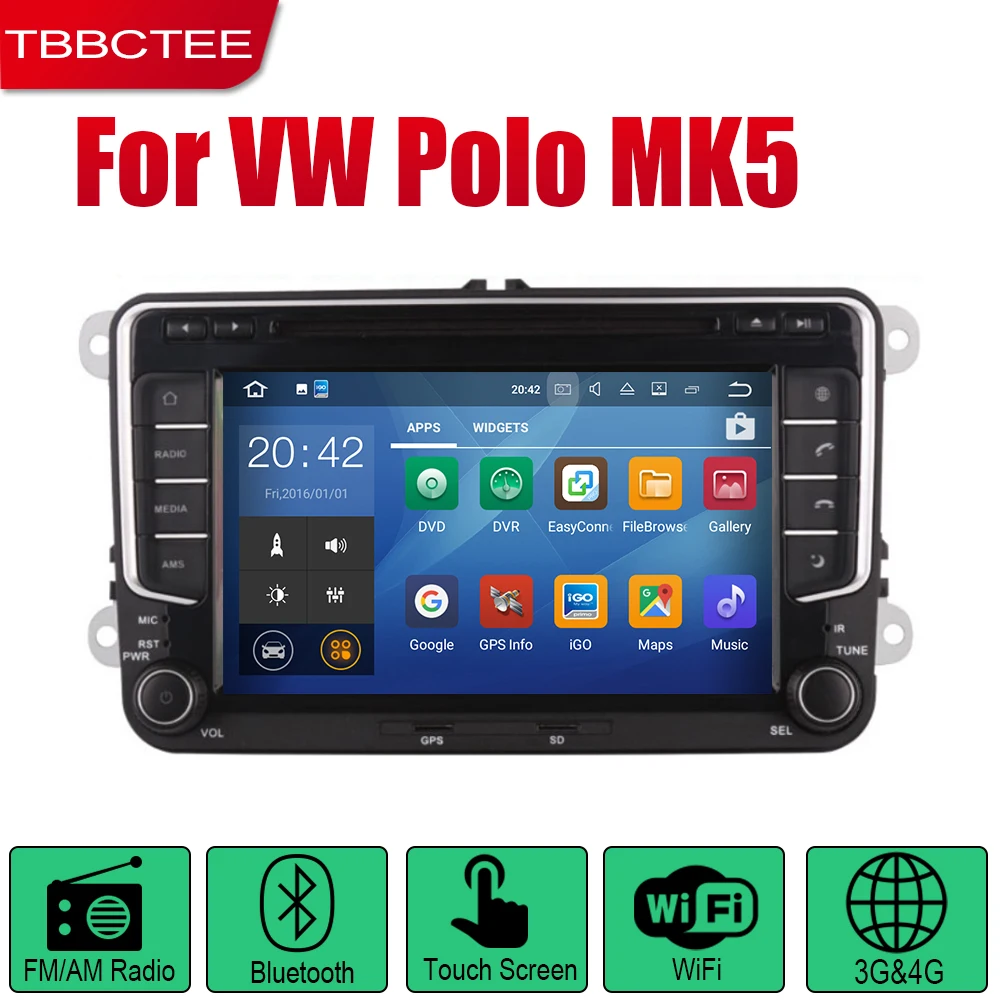 TBBCTEE Авто Радио 2 Din Автомобильный dvd-плеер на основе Android для Volkswagen VW Polo MK5 2009~ 2013 gps Навигация BT Wifi карта мультимедиа