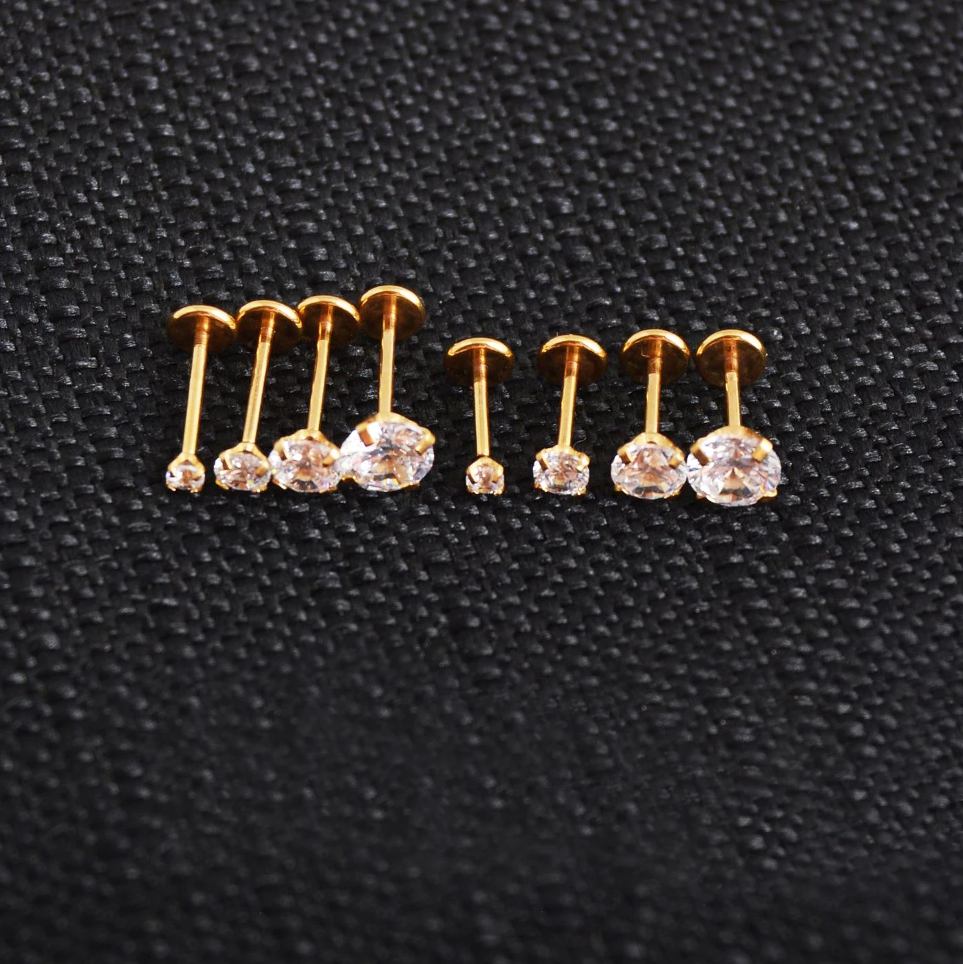 40pcs 20G Clear CZ Gem Lip Stud  Ear Fine Needle Threadless Push Pin Labret Round Claw Flat Bottom Cartlidge Earrings Piercing