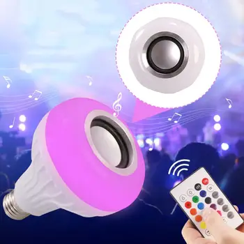 

Hot Sale Bluetooth Speaker Smart LED Bulb E27 RGB Light 12W Music Playing Dimmable Wireless Led Lamp with 24 Keys Remote Control