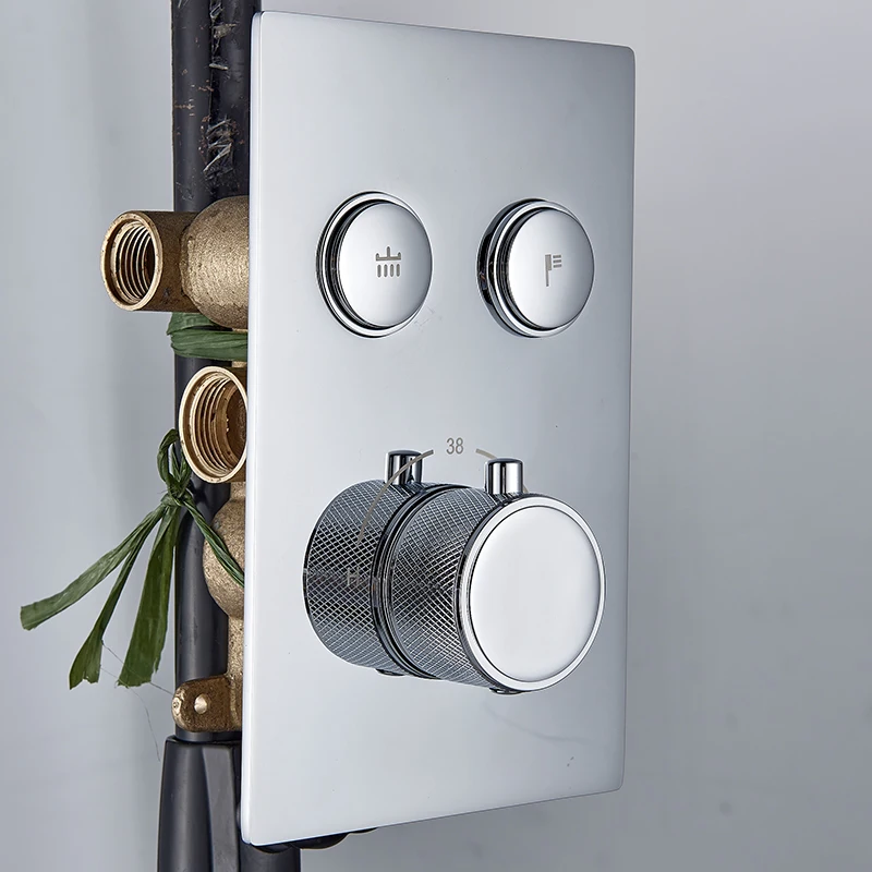 quyanre wanfan thermostatic mixer tap 2 buttons switches thermostatic mixer bathroom faucet accessory3