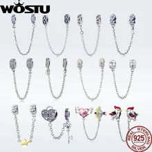 Настоящее 925 пробы, серебряная цепочка с пропиткой, подвеска с прозрачным фианитом, браслет Pandora, подлинные ювелирные изделия, подарок