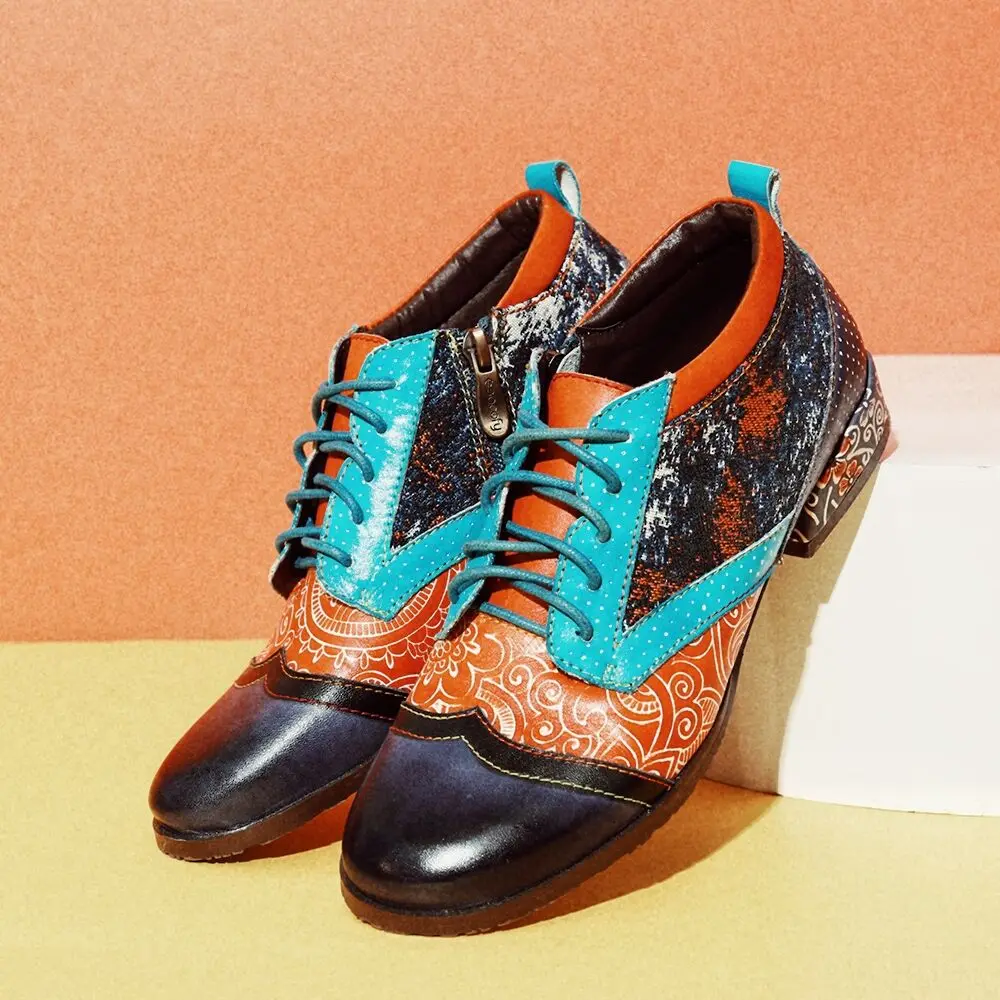 SOCOFY/богемные туфли на плоской подошве с разноцветными вставками из натуральной кожи; элегантная женская обувь; Botines Mujer;