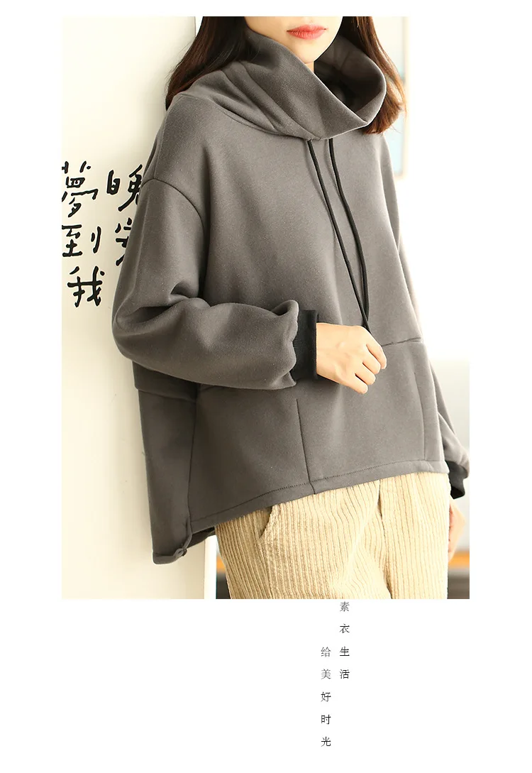 Fall/Winter High Neck Double Pocket Fleece Jacket Loose Casual Jacket Pullovers women sweatshirt Pullovers for women Z3