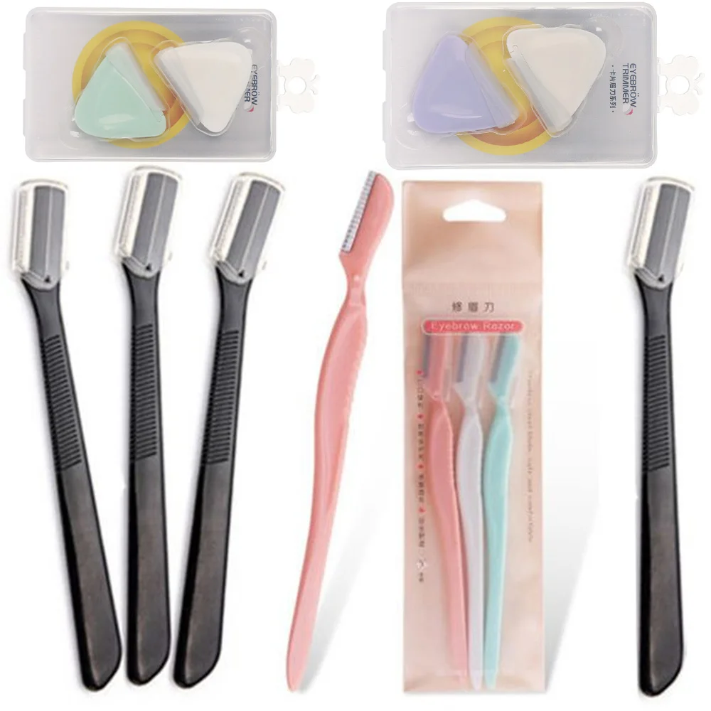 1/2/3PCS Colorful Eyebrow Trimmer Face Hair Razors Women Eyebrow Shaver Hair Removal Makeup Tool Folding Brow Shaver Makeup Tool