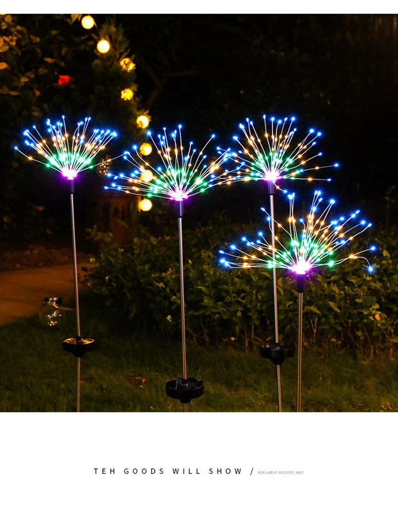 DIY Starburst фейерверк Гирлянда Свет 8 Режим наземная вставка Фея лампа Красочные уличные солнечные лампы праздничное свадебное украшение