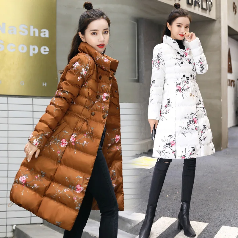 

Winter Flower Cotton-padded Clothes Women's 2018 Winter New Style Korean-style Mid-length Western Style Cotton-padded Jacket WOM
