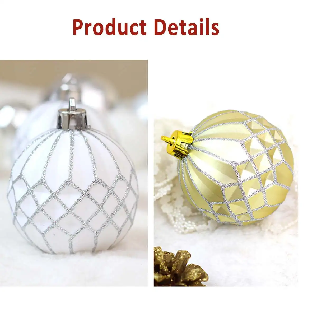 New 50 Pcs Christmas Tree Decor Ball Glitter Chic Christmas Birthday Wedding Baubles Ornament Ball Party Home New Year 30-80mm