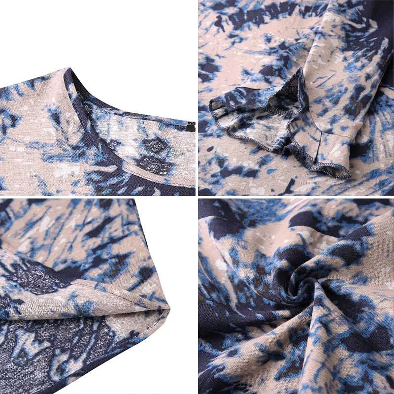 Богемное осеннее платье VONDA Повседневное Crewneck Асимметричные Хлопковые Платья-макси размера плюс праздничный костюм, накидка, Восточный халат Туника S-5XL Vestidos