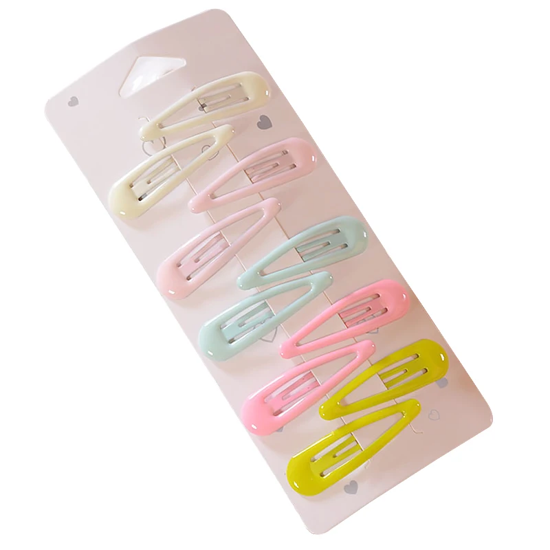 10 pcs New Cute Metal Printing Candy Color Baby Girls Hair Clips Kids Headwear Children Accessories Toddler Girls Hairpins Clips - Цвет: 6