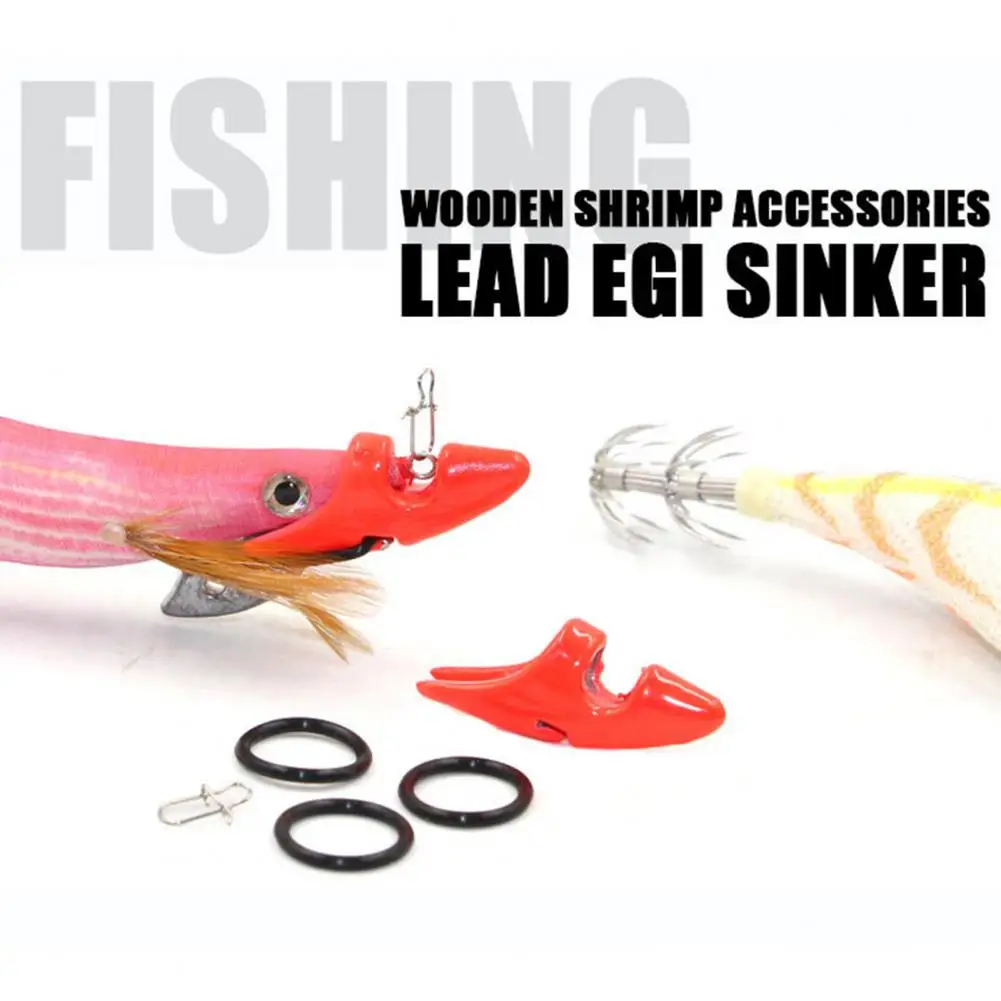 2Pcs Useful Jig EGI Sinker Compact Red EGI Sinker Practical Sturdy Wood Shrimp Counterweight