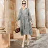 2022 New Summer Elegant Mesh Lace Embroider Women A Line Dress Hooded Cap Full Sleeve Dresses Loose Vestido Plus Size 4xl S34 ► Photo 3/6