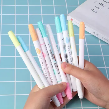 

5 Pcs/lot Eye Color Dual Bold Fine Tip Milkliner Colorful Candy Color Highlighters Promotional Markers Gift Stationery