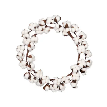 

Artificial White Flowers Wreath Cotton Bolls Flowers Garland For Home Office Front Door Window Wall Hanging Decor