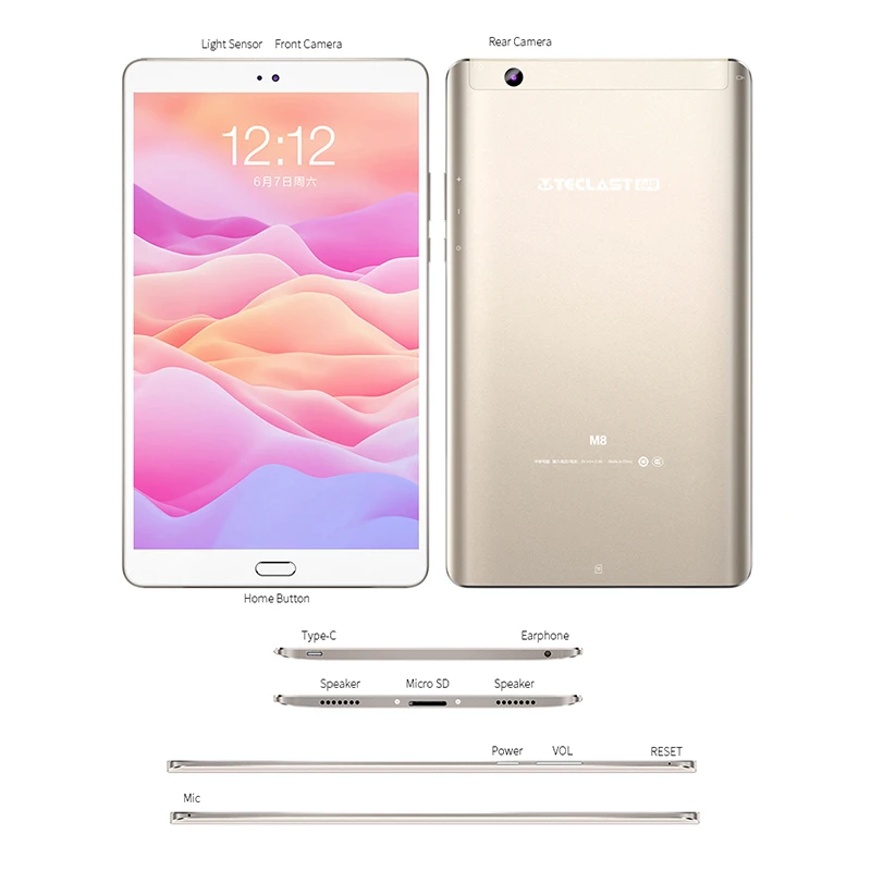 Teclast M8 2,5 K дисплей 8,4 дюймов планшет Android 7,1 Allwinner A63 четырехъядерный 3 ГБ ОЗУ 32 Гб ПЗУ 4K видео планшеты двойная камера type-C