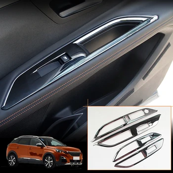 

LHD!!! For Peugeot 3008 GT 5008 GT 2017 2018 2019 Interior Window Switch Control Panel Cover Trim 4PCS Car Accessories