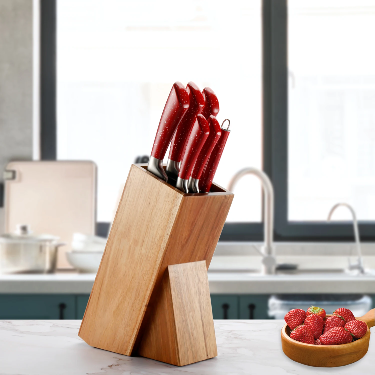 Universal Knife Block without Knives Easy Knife Storage w/ Removable  Bristles