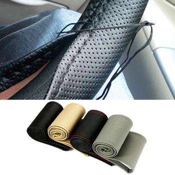 

Cover with perforation for the car steering wheel made of artificial leather 37-38 cm, braid on the steering wheel, steering wheel cover