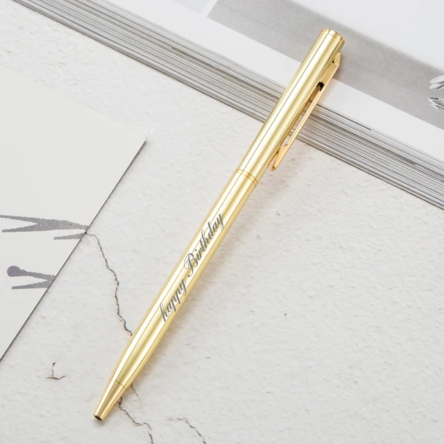 New Metal Ballpoint Pen Rose Gold Pen Custom Logo Advertising Ballpoint Pen  Lettering Engraved Name School&office Supplies Golden