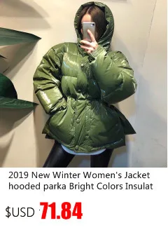 fahion Down Women Parka Winter hooded with belt Thick Warm light down jacket Female overcoat Parkas Casual Solid Coats Y70