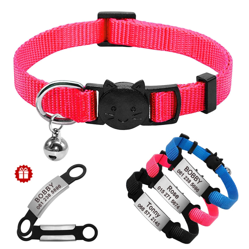 Personalized Cat Collar Safty Breakaway Kitten Collars With Engraved Id Tag Antilost Pet