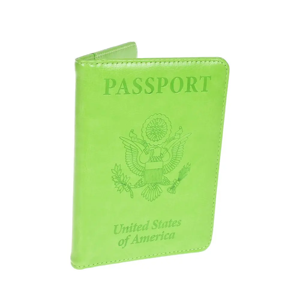 green Wallet Women Leather Credit Card Holder RFID Passport Holder Protector Wallet Business Card Passport Cover Black Blocking - Цвет: green