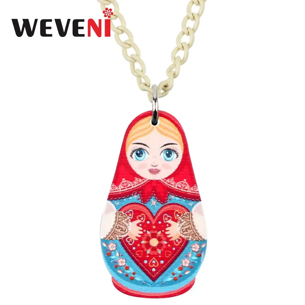 WEVENI акриловая русская Этническая кукла Матрешка ожерелье подвеска на цепочке