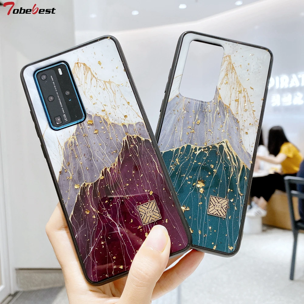Tobebest чехлы из золотой фольги с блестящим мраморным горным узором для телефонов