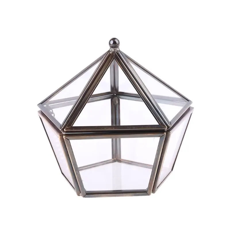 

Pentagon Geometric Clear Glass Ring Box Jewelry Case Necklace Storage Decoration