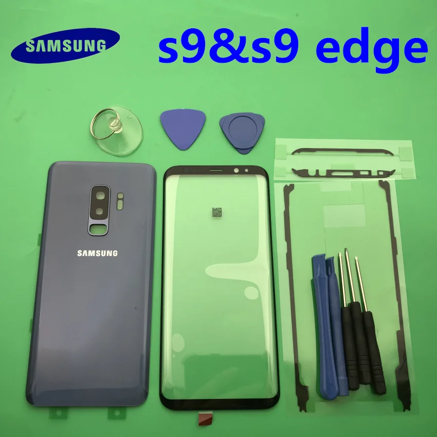 Для samsung Galaxy S9 G960 S9 plus G965 задняя крышка батарейного отсека задняя крышка корпус с ушной камерой стекло Передний экран стекло
