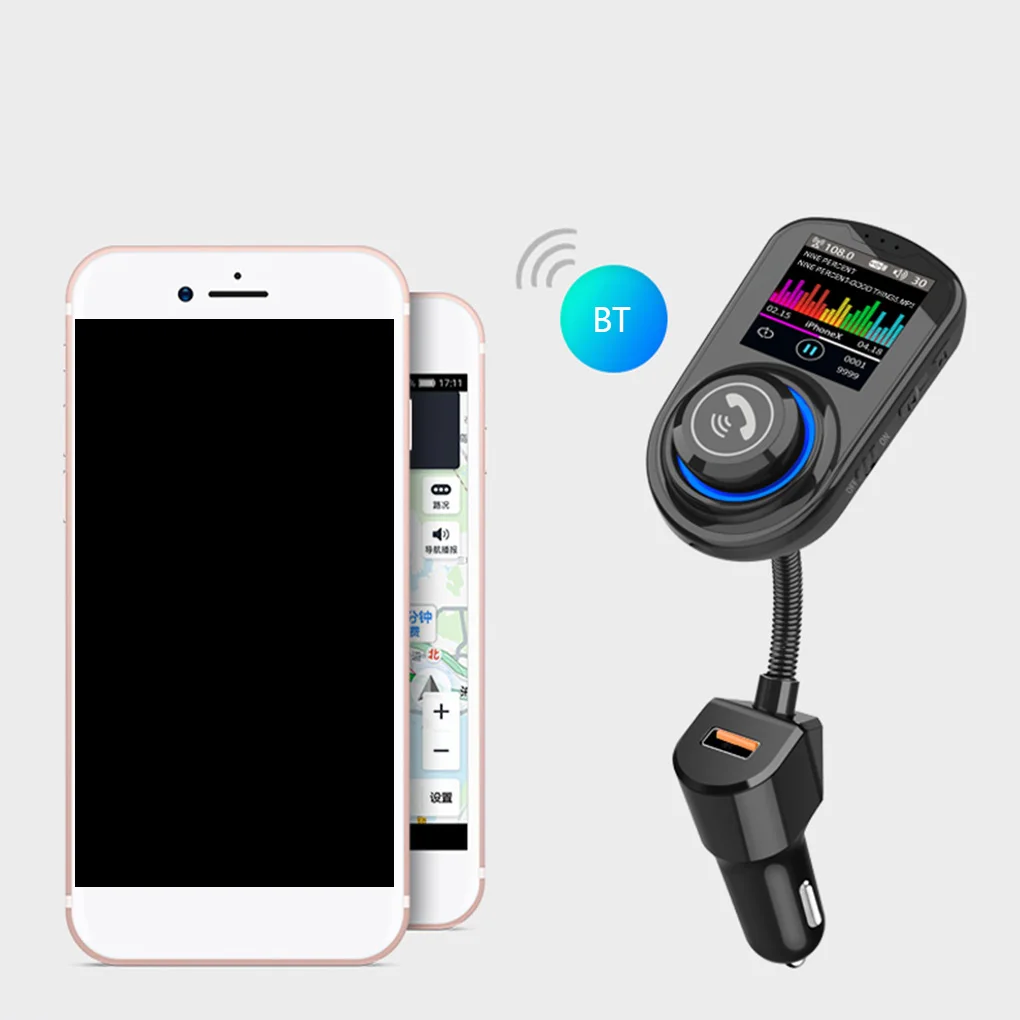 Автомобильный беспроводной fm-передатчик 1,8 дюймов HD цветной экран Hands-free Bluetooth 5,0 MP3-плеер для зарядки телефона
