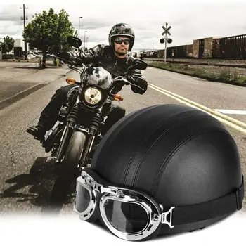 

Motorcycle Scooter Half Helmets Open Face Visor UV Goggles Scarf Vintage Helmets
