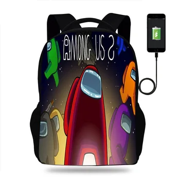 

Among Us USB Charge Backpack Students School Book Bags Men Women Bookbags GamesTravel Shoulder Mochilas