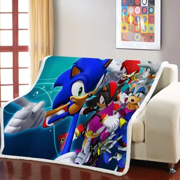 

3D Sonic Sherpa Blanket Hot Fashion Game Throw Blanket Picnic Travel Weighted Blanket Bedspread Kids Sofa Blanket Square Blanket