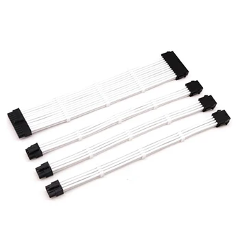 

Basic Extension Cable Kit,Female to Male 18AWG Sleeved PSU Extension Power Cord/Cable Kits 1X ATX 24P CPU 8P 2X PCI-E 8P