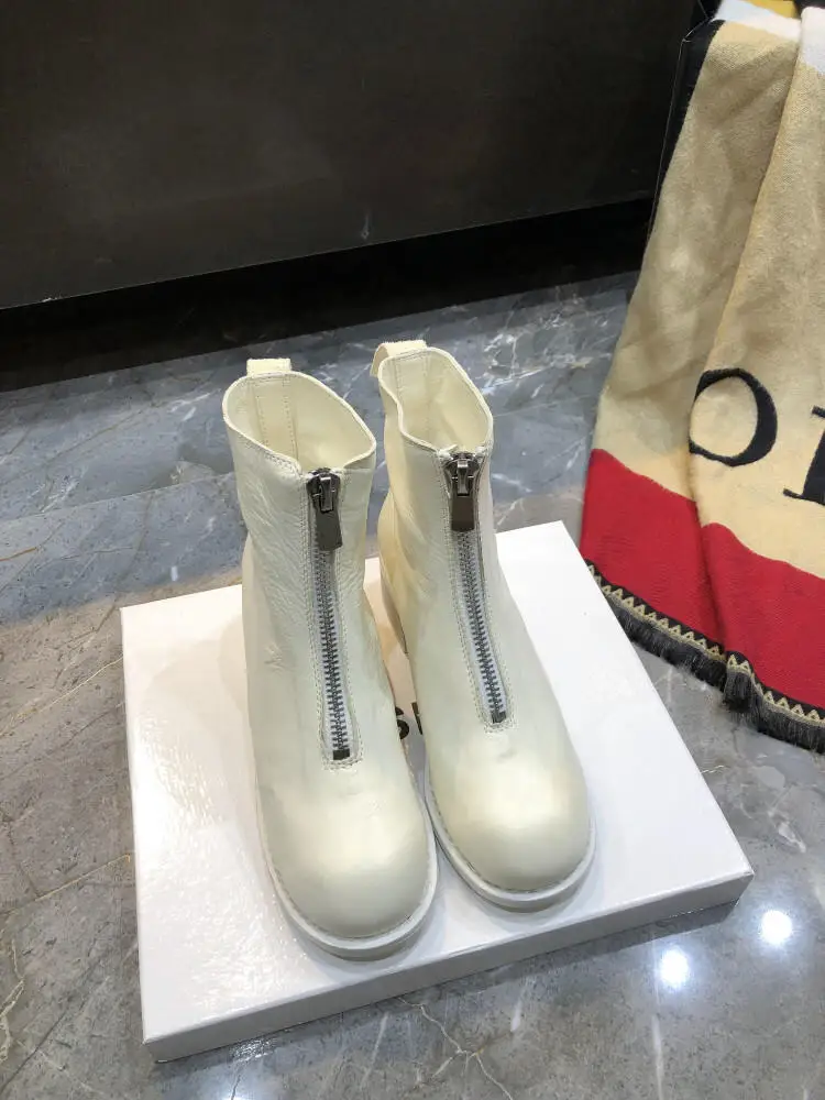Ботинки в стиле ретро; женская повседневная обувь на молнии; Botas Mujer; Bota Feminina; кожаная обувь; женская обувь до середины икры; Botines Mujer; коллекция года; модная обувь; zapatos De Mujer