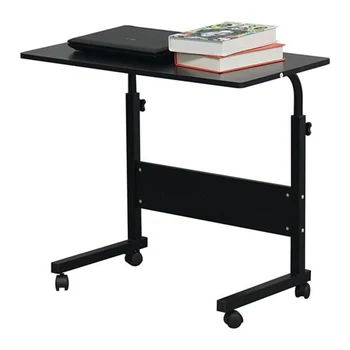 

Removable Computer Desk Desktop Home Modern Simple E1 15MM Chipboard & Steel Side Table with Baffle Black L