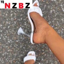 

2022 Summer New Fashion Strange Style Women Slippers Square Open Toe Slippers Slip on Slides Summers Beach Shoes Black Whtie