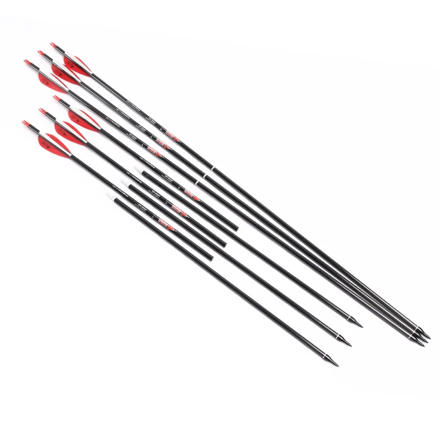 US $59.83 12pcs take down take down Carbon Arrows Spine500 8inch Plastic Vanes 100gr Point Tips