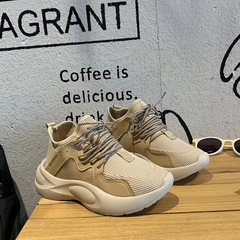 Women Platform Chunky Sneakers Casual Shoes Korean Fashion Winter Female Khaki Lace Up Comfortable Running Brand Dad Shoes Woman