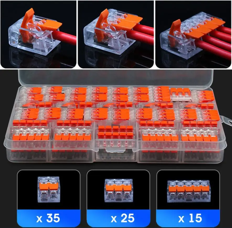 

75PCS For 221 Electrical Connectors Wire Block Clamp Terminal Cable Reusable