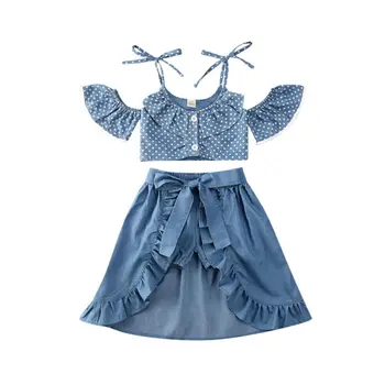 

Pudcoco Fast Shipping 1-5 Years Kid Baby Girl Clothes Set Strap Vest Ruffle Tops Tutu Dress Shorts Outfit Clothes Sunsuit