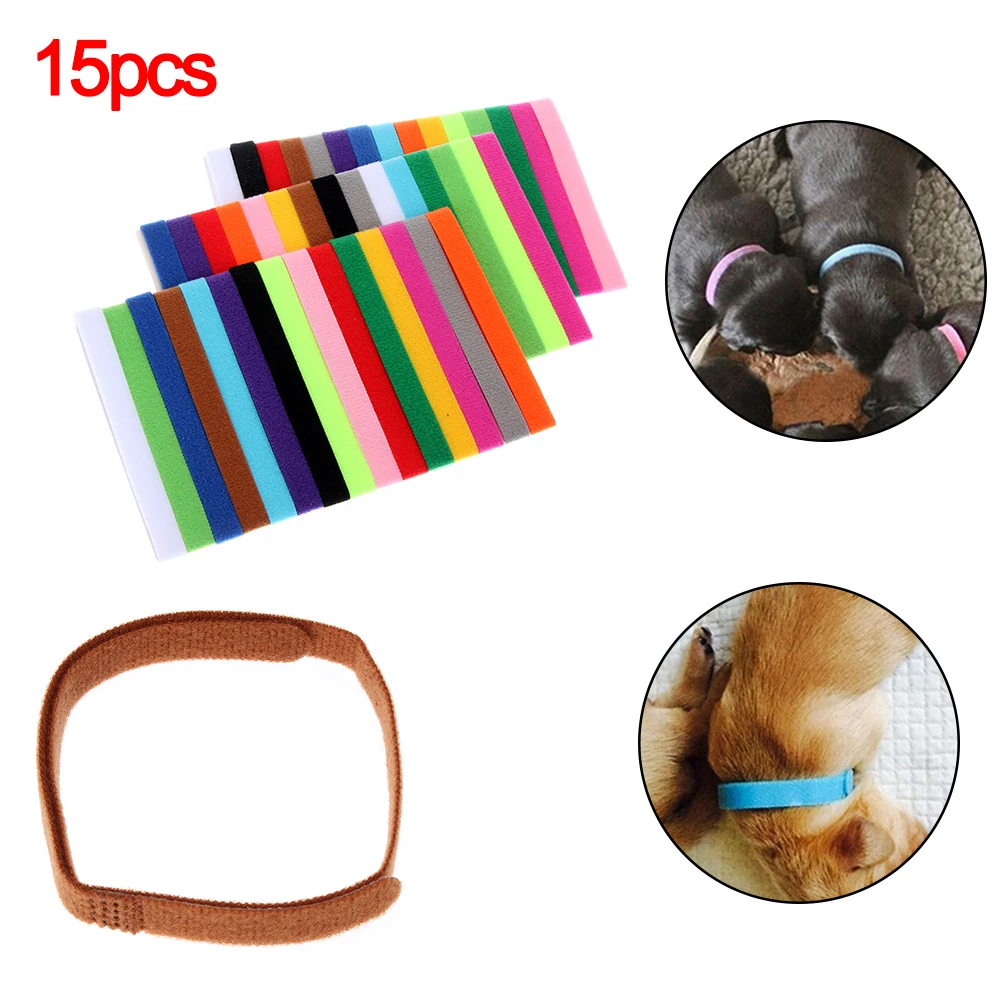 15PCS/SET Multicolor Identification ID Collars Whelp Kitten Dog Cat Velvet Practical Nylon Reusable Puppy ID Collar Pet Supplies 2