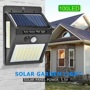 

100LED Outdoor Lighting LED Solar Power Lamp PIR Motion Sensor Wall Light Outdoor Garden Security Lamp Energy Saving Street