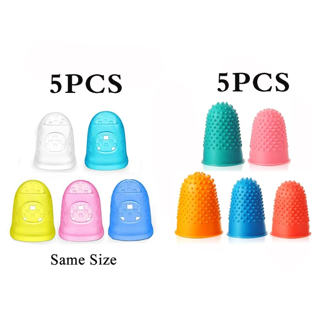 10/5 pcs Rubber Sewing Thimble Breathable Protective Silicone Finger Thimble Finger Cover Caps Quilting Sewing Needlework Craft 