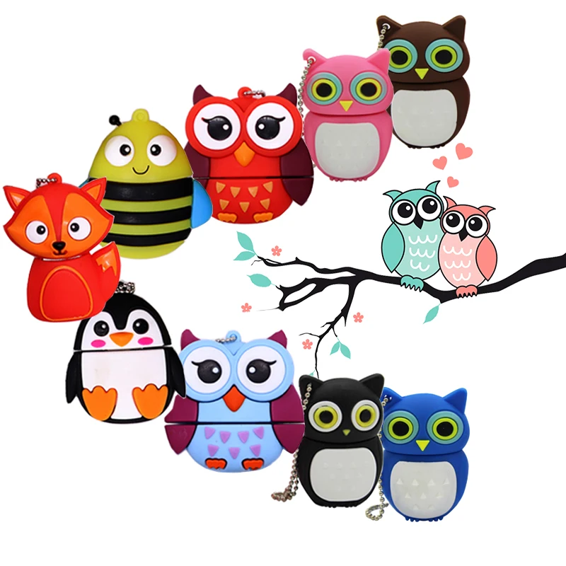 USB флеш накопитель 64 ГБ карта памяти 128 мультипликационная ручка сова 4 8 16 32 usb