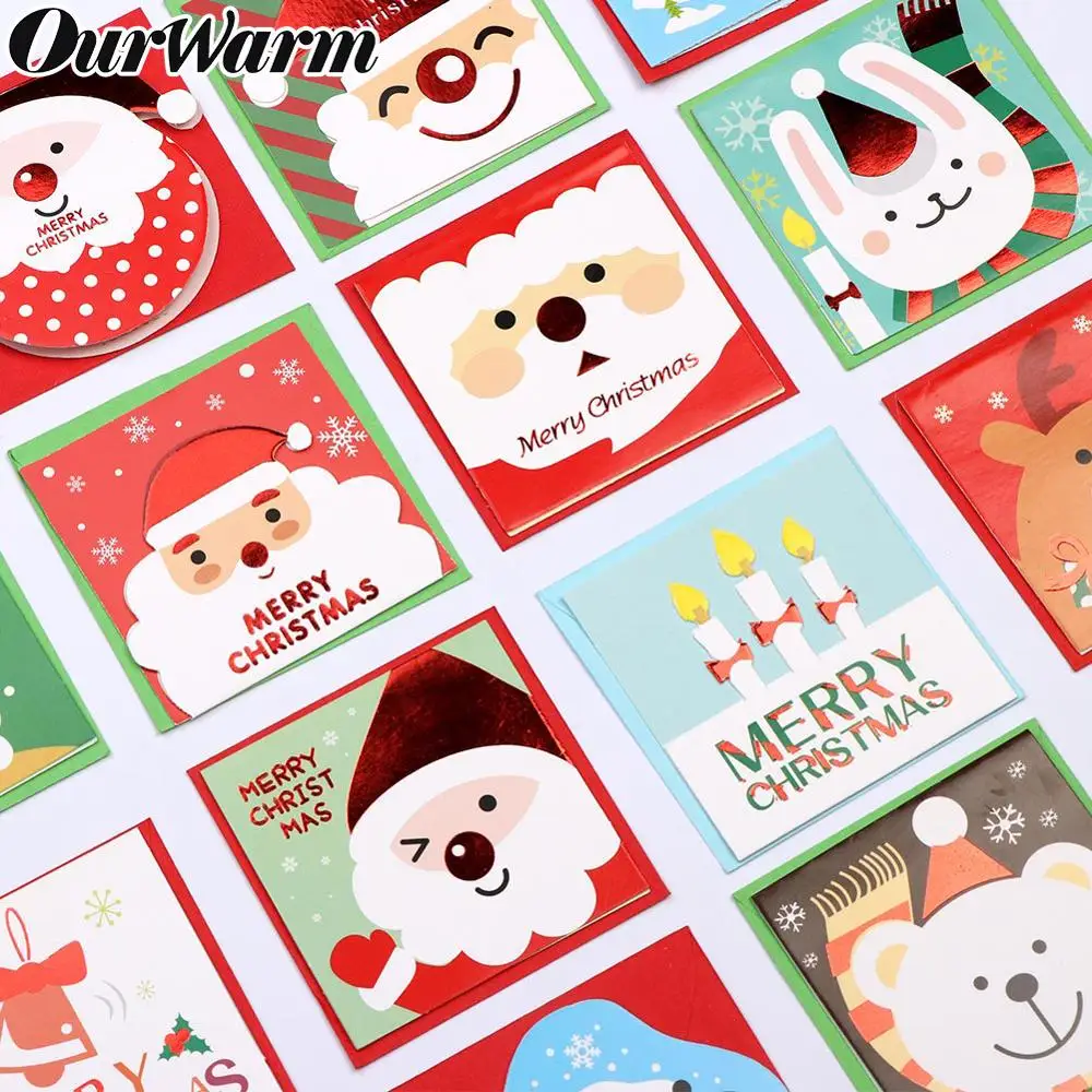 OurWarm 20 шт рождественские новогодние подарочные открытки Пригласительные с